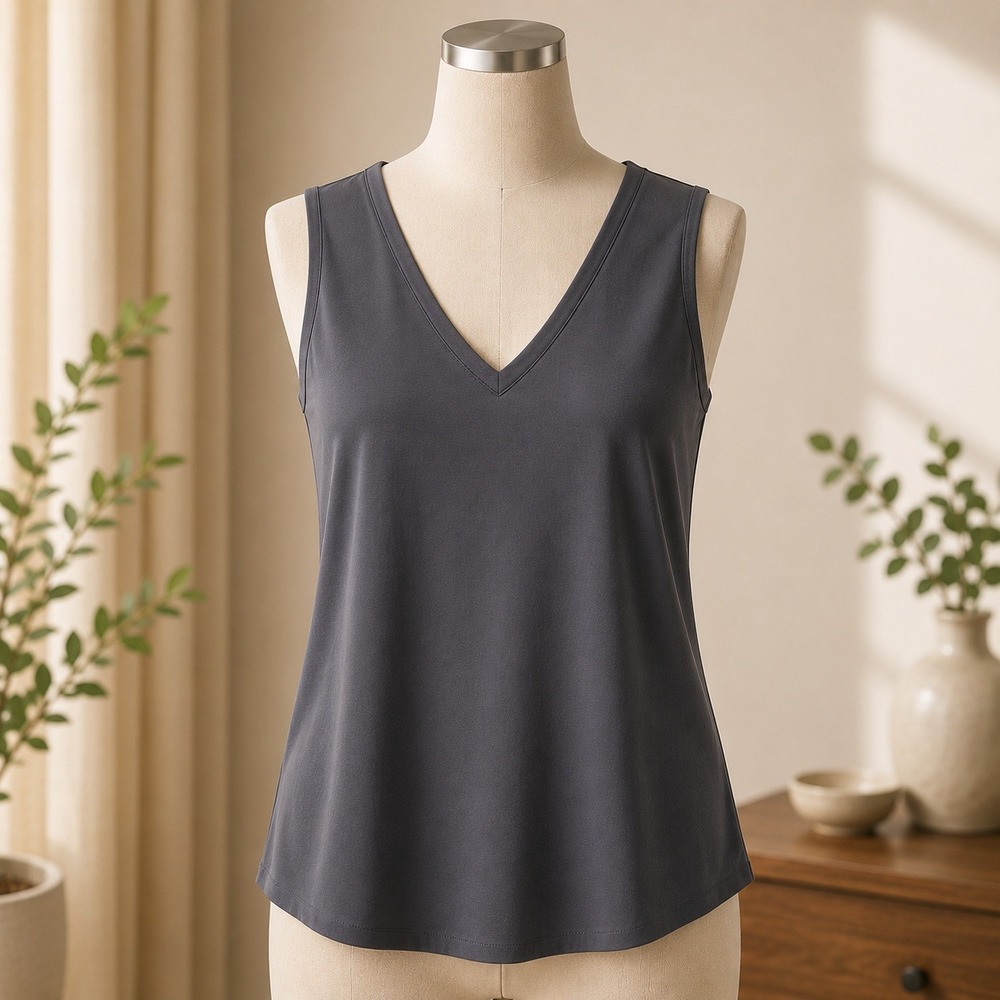 NWT Vince Camuto Tank Top Womens XS Gray V-Neck Split Back Sleeveless‎ Blouse